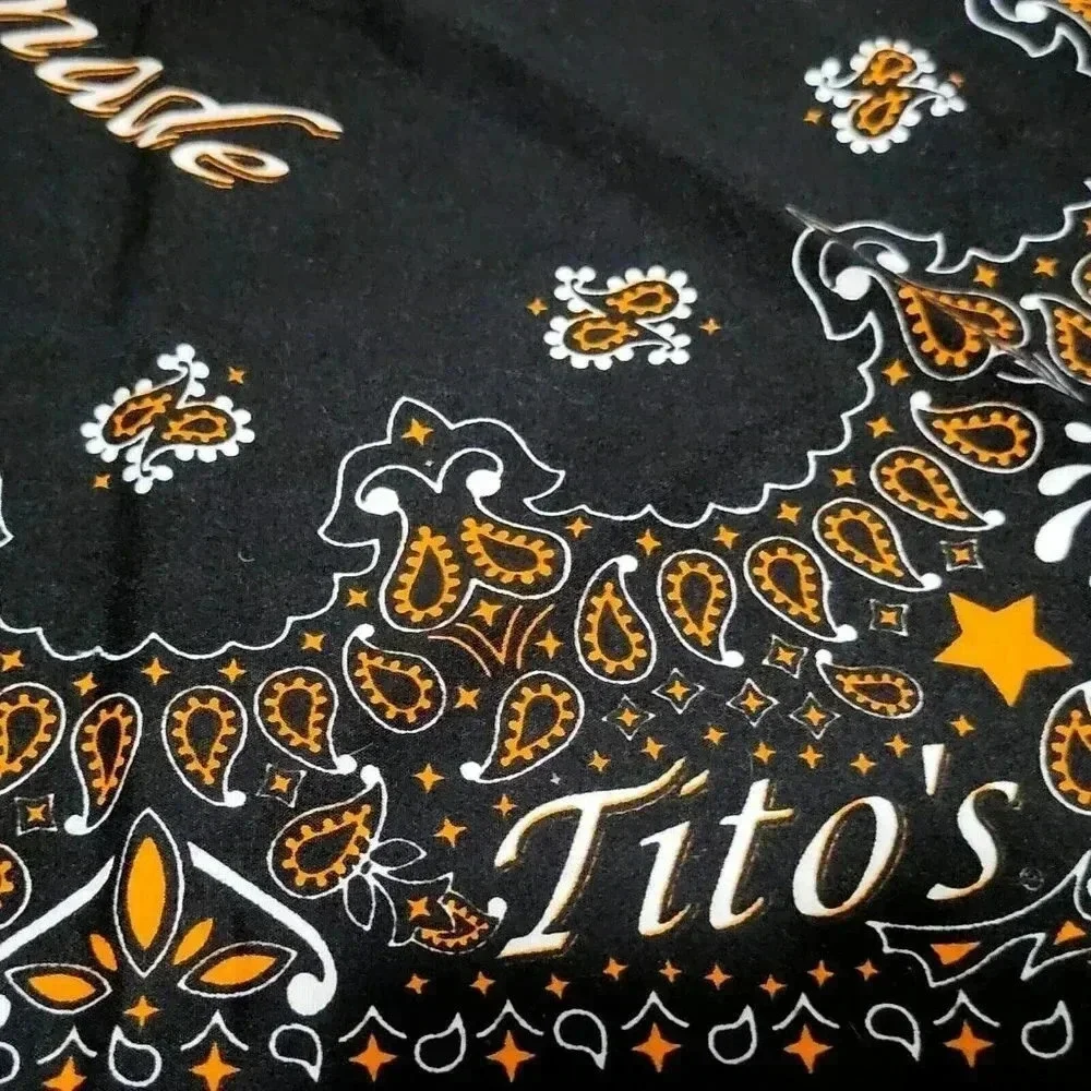 Tito's Handmade Vodka Bandana Scarf Handkerchief Square Black Orange 22